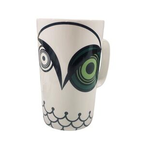 2014 Starbucks 16 Oz Night Owl Tall Mug Green Eyed Owl Coffee Tea Cup